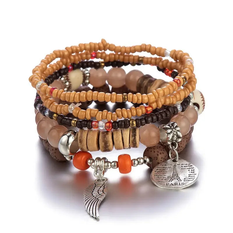 Set Bracelets Femme Bohème Arbre de Vie – Perles Bois & Glands