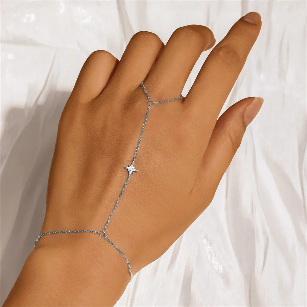 Bracelet Charme Femme en Argent 925 – Zircon Œil de Cheval & Chaîne Anneau | Or & Argent