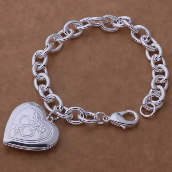 Bracelet Charm en Argent Sterling 925 – Chaîne Perlée Romantique pour Femme