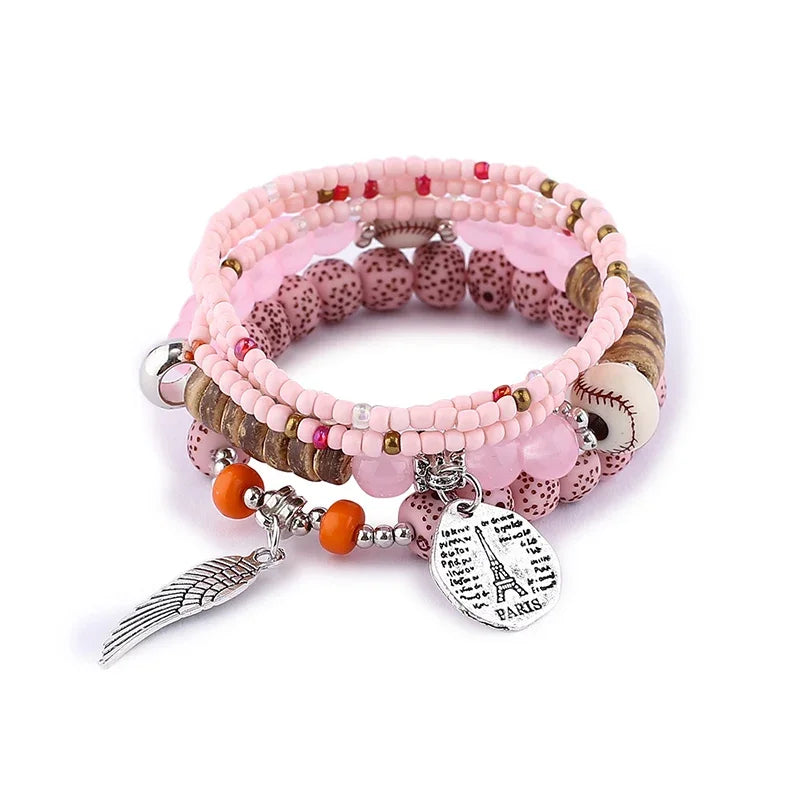 Set Bracelets Femme Bohème Arbre de Vie – Perles Bois & Glands