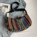 Fashion Tribal Style Shoulder Bag Striped Pattern Large Capacity Crossbody Bag Canvas Zipper Closure Messenger bag Ladies