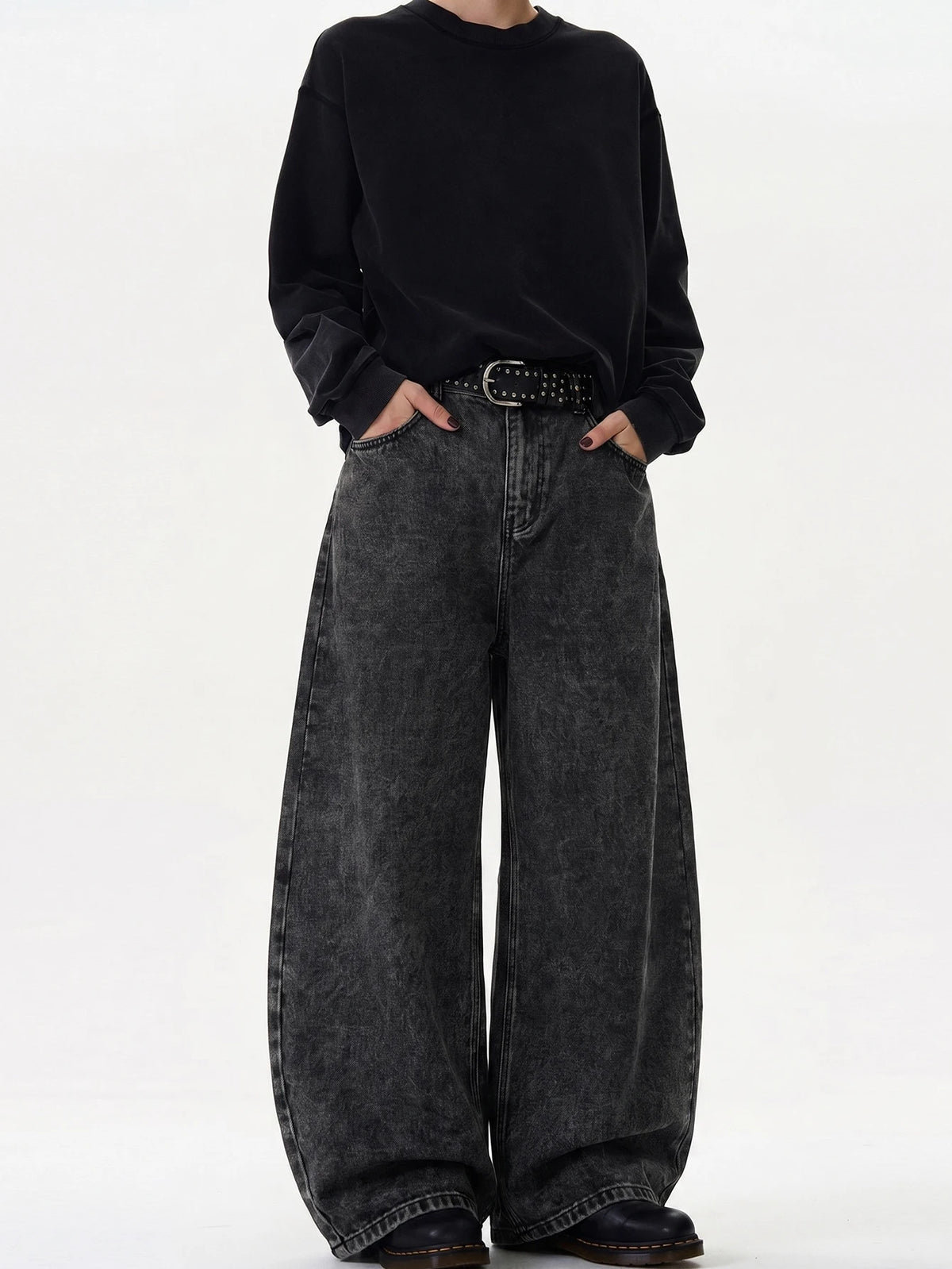 Jean Baggy Wide Leg Homme Loose Punk Streetwear Coupe Courbe 5 Coloris XS-XXL