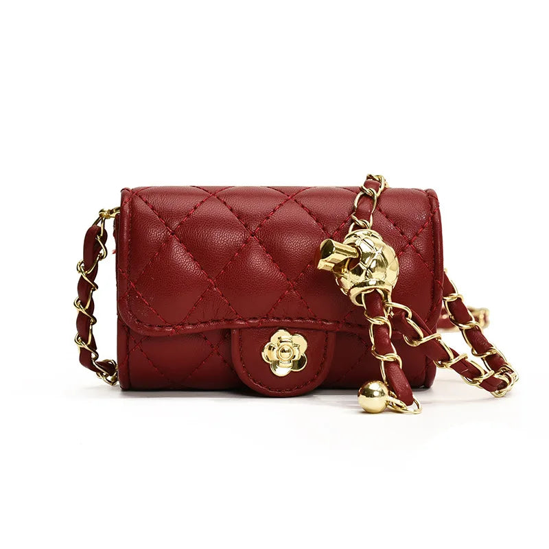 Mini Sac Bandoulière Femme Cuir PU – Chaîne Style Coréen, Couleur Unie, 7 Coloris