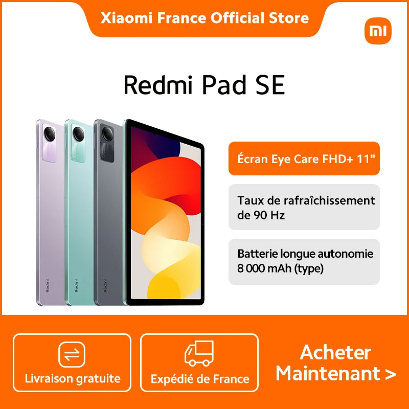Xiaomi Redmi Pad SE 11" – Android 13, Snapdragon, WiFi, Caméra 8MP | Certification CE