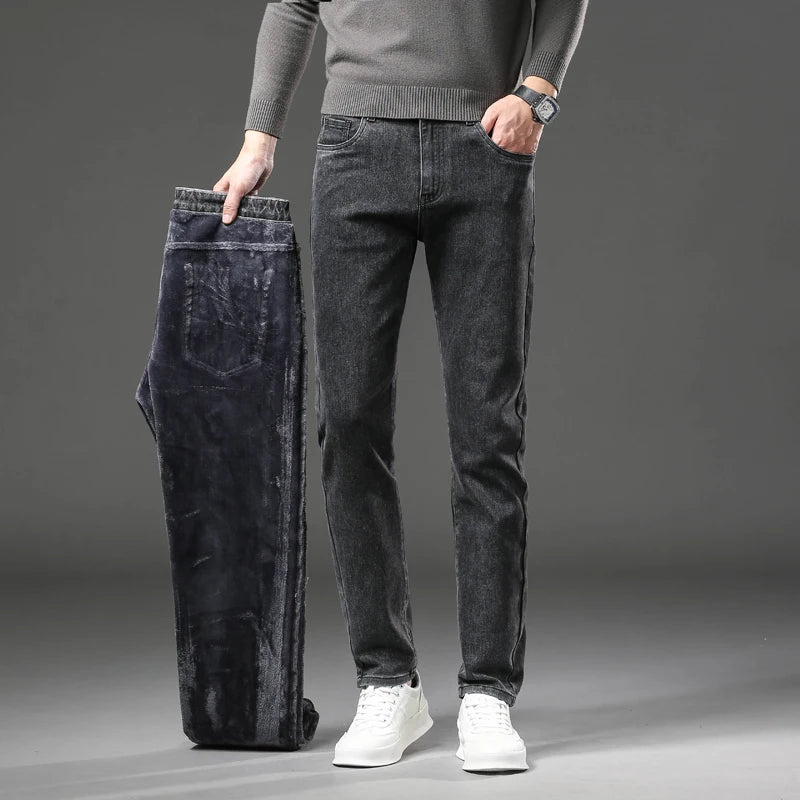 Jean Molletonné Homme Hiver – Coupe Droite Slim Chaud Polaire | 3 Coloris | Tailles 28-38