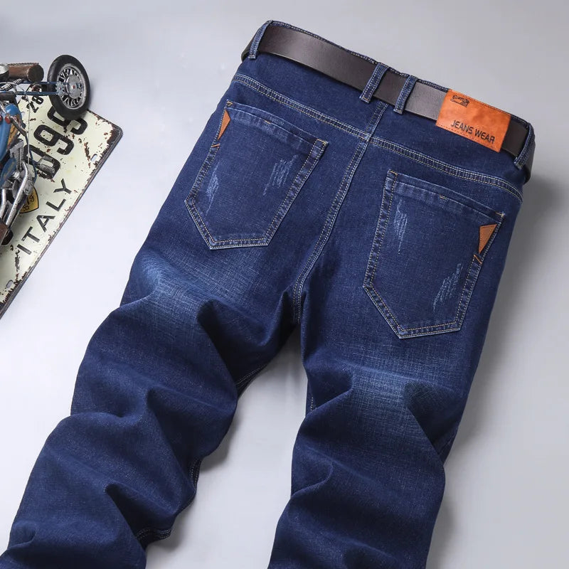 Men's Jean Straight 100% Cotton – Casual Style Korean Garment Wash | Sizes 28-40