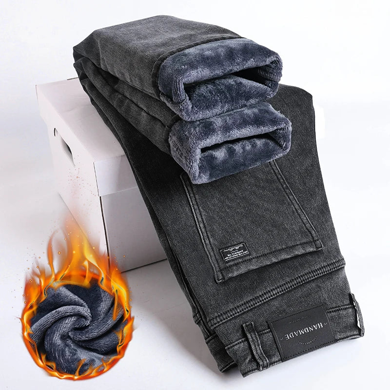 Jean Molletonné Homme Hiver – Coupe Droite Slim Chaud Polaire | 3 Coloris | Tailles 28-38