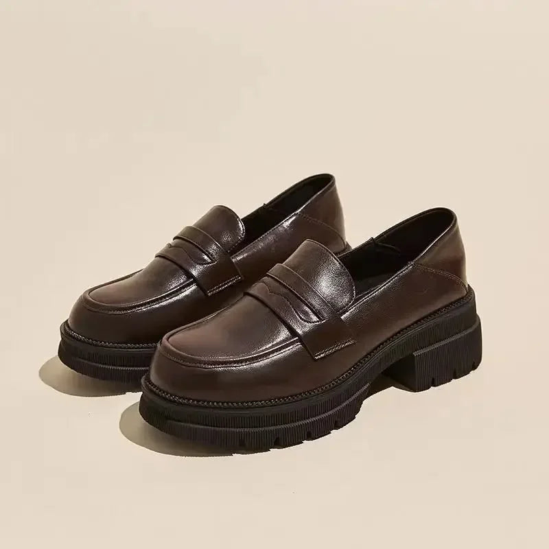 Mocassins Femme Style Universitaire Rétro – Chaussures PU Casual Printemps/Automne