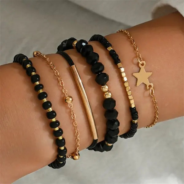 Lot de 4 Bracelets Bohème Coquillage Femme – Perles Zircon Colorées & Chaîne Métal, Bijoux Plage Été