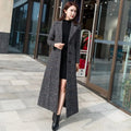 Manteau Long Femme Style Coréen – Laine Épaisse, Coupe Slim, Carreaux, Longueur Genou