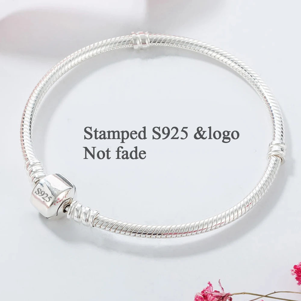 Fmrose Bracelet Charm Fait Main en Argent 925 – Chaîne Serpent Douce, Cadeau Femme
