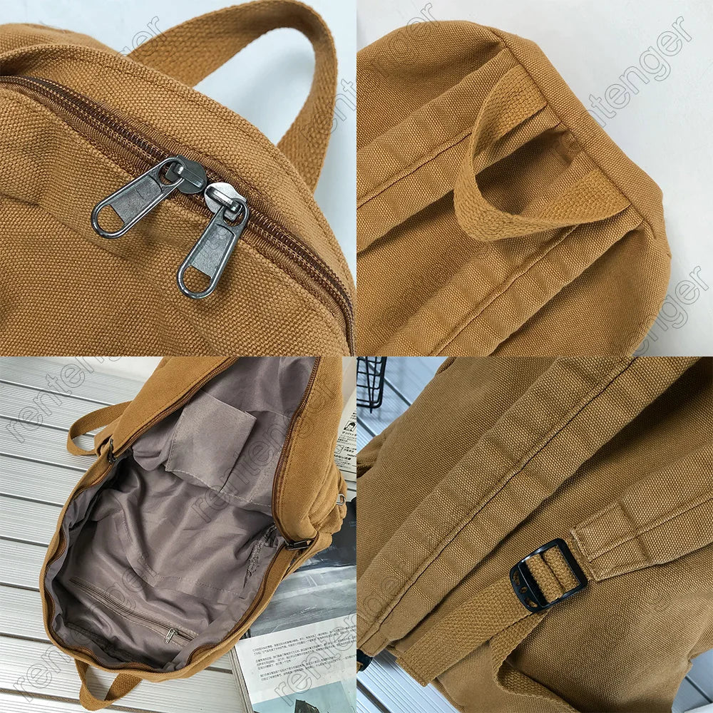 Sac à Dos Femme Canvas Vintage Kawaii – 32x13x34 cm | Laptop | École & Voyage | Noir Vert Violet Kaki