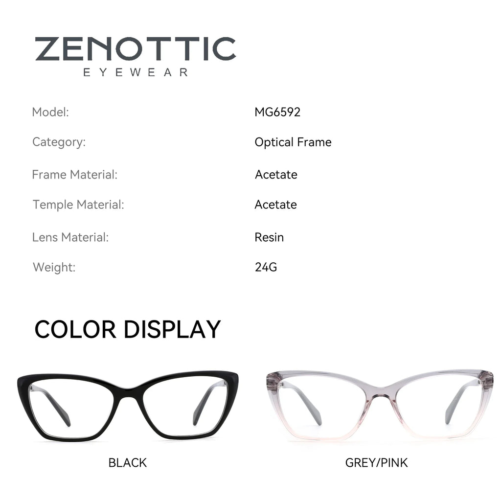 Montures Optiques ZENOTTIC Œil-de-Chat en Acétate – Style Fashion Femme MG6592