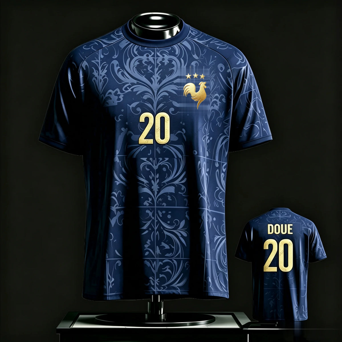 Mbappe 10 Soccer Jersey Golden Rooster Badge Dual-sided Quick Dry Crewneck Short Sleeve Unisex Premium Football Fan Jersey