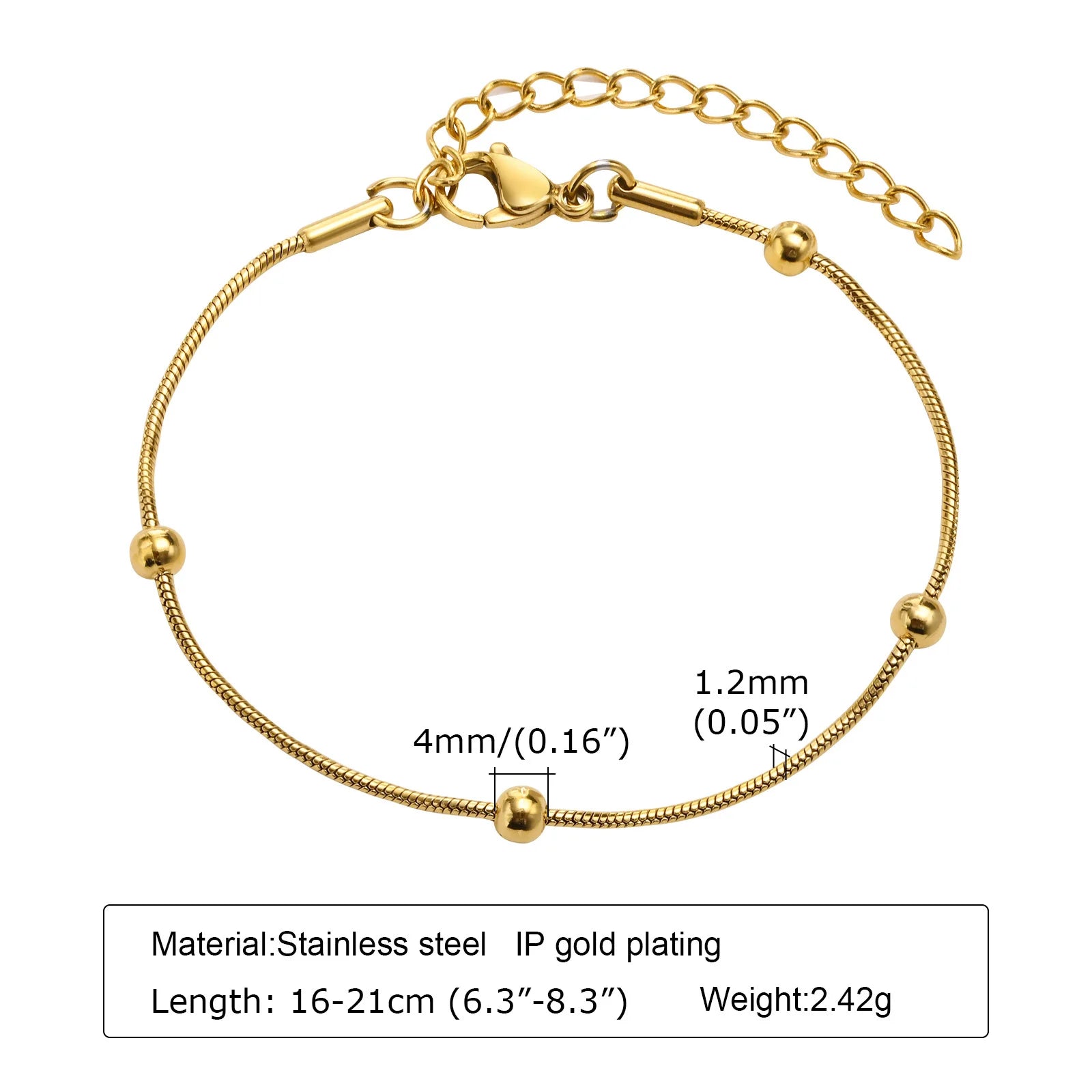 Bracelet Chaîne Acier Inoxydable Waterproof – Plaqué Or Femme