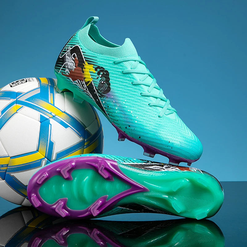 New Men Football Boots Soccer Cleats FG Non-Slip Training Shoes Soccer Shoes Long Spikes Match Ultralight Outdoor Drop Shipping