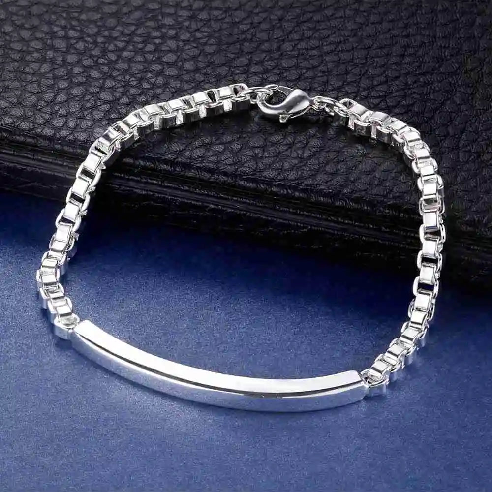 Bracelet Charm en Argent Sterling 925 – Chaîne Perlée Romantique pour Femme