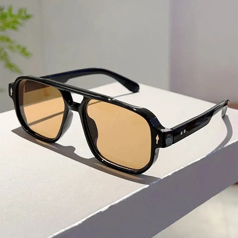 Lunettes de Soleil Vintage Double Pont Carrées UV400 – Femme & Homme