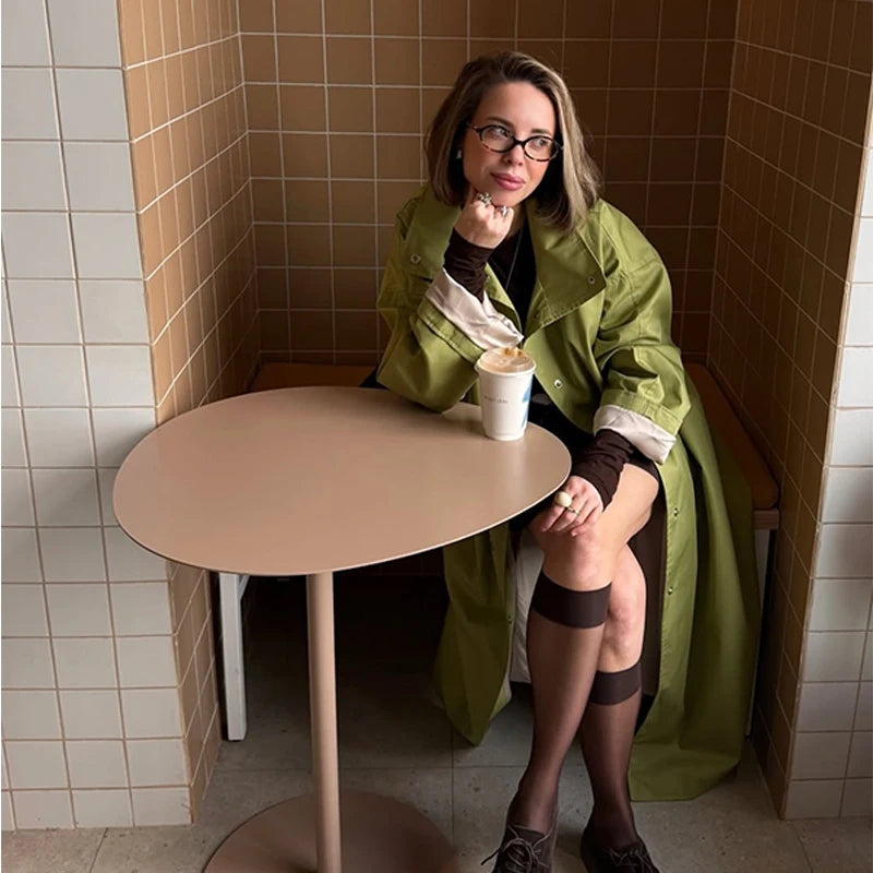 Button Front Women's Coat Stand Collar Long Trench Coat Solid Loose Trench Coat Daily Fashion Commuter Wear 2026 Collection