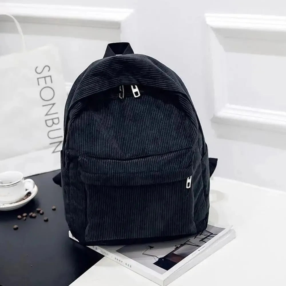 New Corduroy Men's and Women's Backpacks with College Style, Multi-purpose and Large-capacity Outdoor Trendy Student Schoolbags