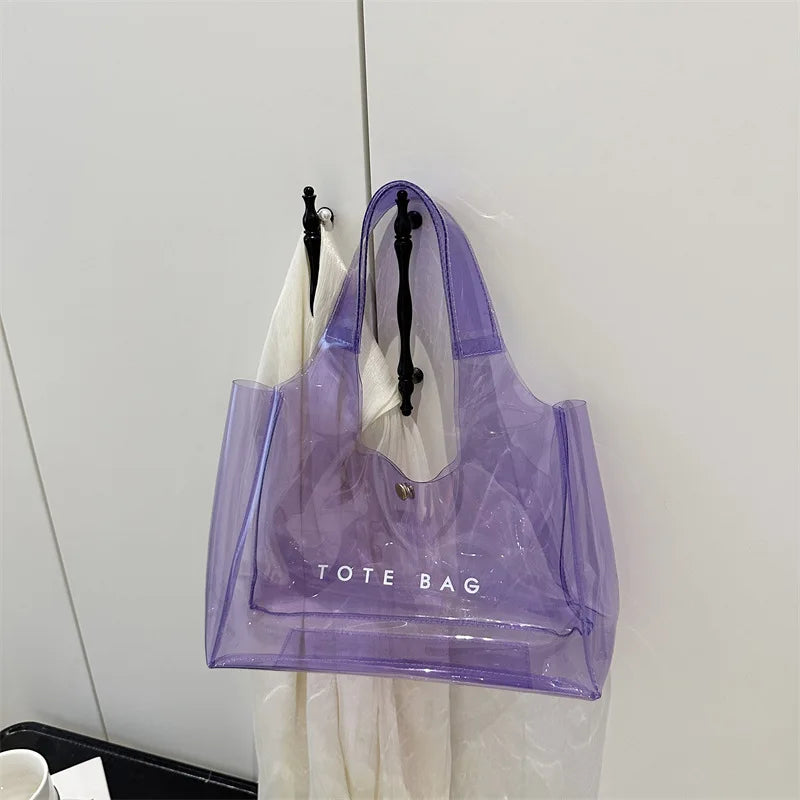 PVC Plastic Transparent Bag Small Tote Bag for Women Jelly Bags Purse and Handbags Mother Kids Bag for Girl Сумка Женская	bolso