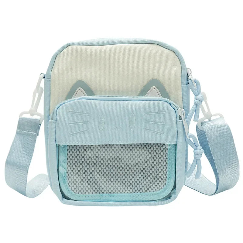 Harajuku Mini Women Ita Bags Women Casual Nylon Cartoon Cat Embroidered Bolso Mujer Daily Subculture DIY Badge Bag Female 2026