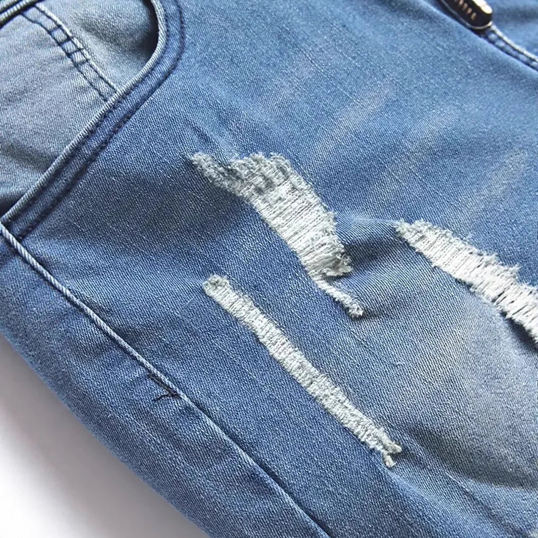 Jean Skinny Taille Haute Homme – Style Y2K Distressed Vintage