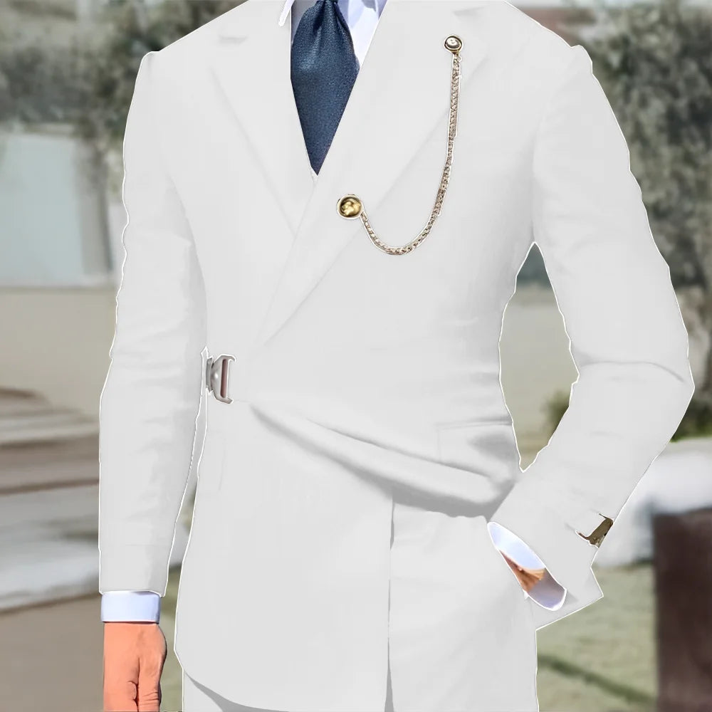 New Men's Suit 2-piece Business Formal Blazer Double-breasted Design Groom Tuxedo for Wedding XS-5XL Outfit