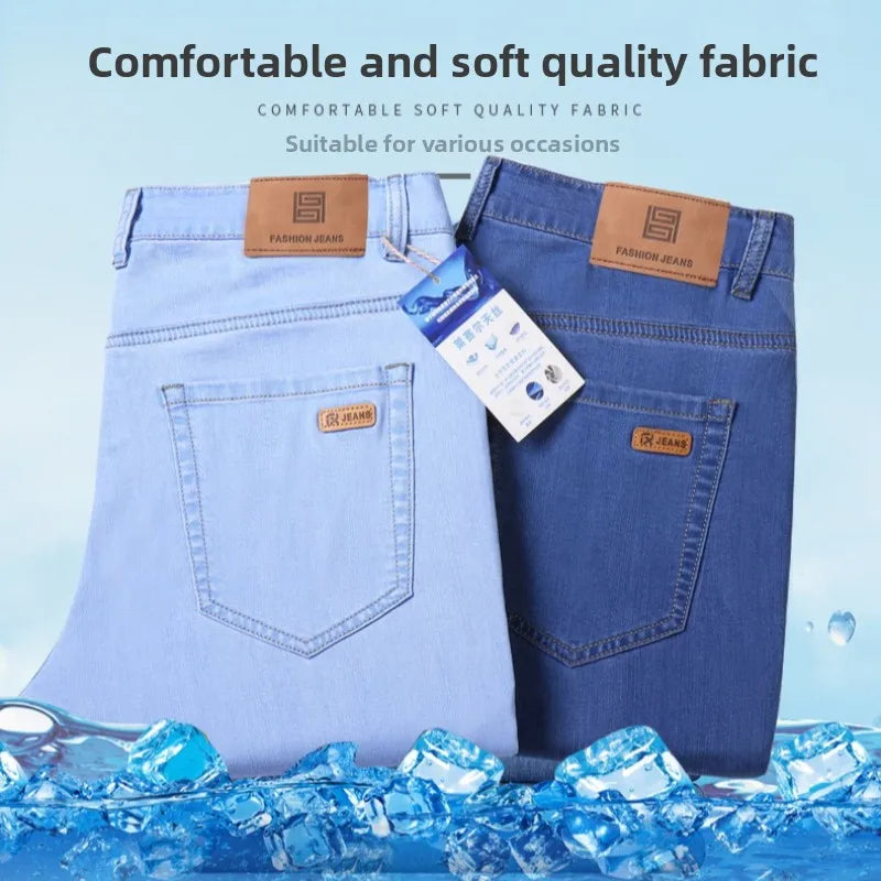 Jean Droit Business Casual Homme – Lyocell 70% Coupe Régulière Ice Silk
