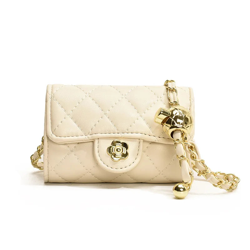 Mini Sac Bandoulière Femme Cuir PU – Chaîne Style Coréen, Couleur Unie, 7 Coloris