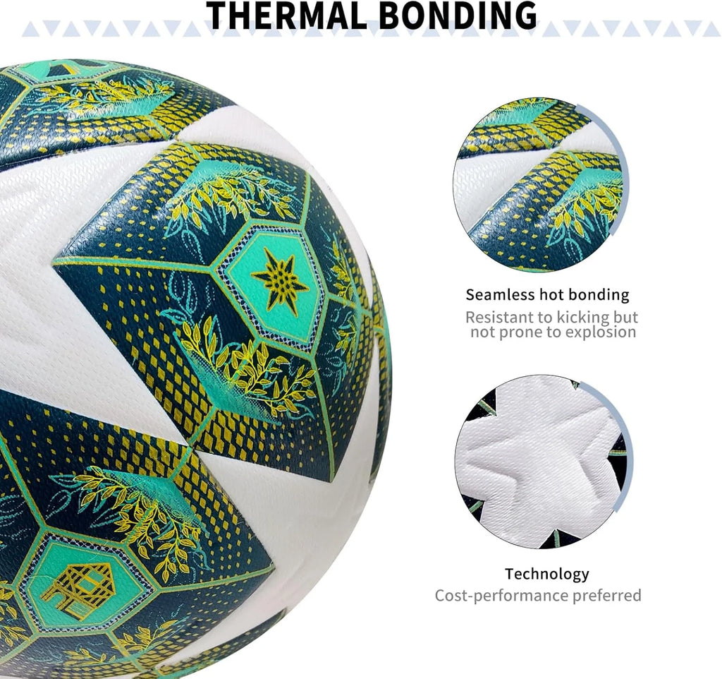 Ballon de Football Professionnel Taille 5 – Couture Thermique, PU Imperméable + Kit Complet d'Accessoires