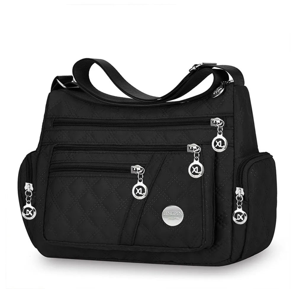 Sac Bandoulière Femme Pomelo Best – Nylon Matelassé Imperméable, Multi-Poches, Bretelle Réglable, 3 Coloris