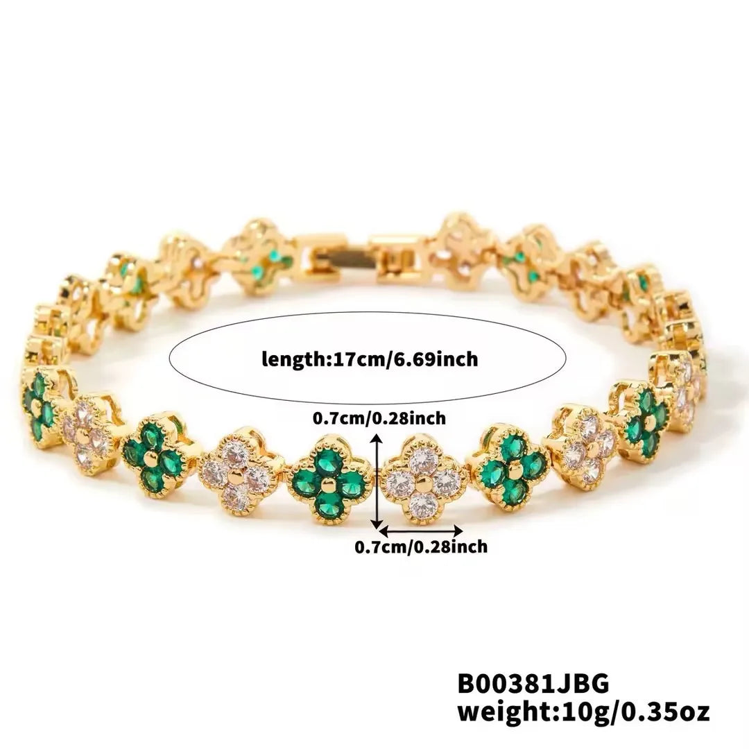 Bracelet Femme Fleur Porte-Bonheur Zircon – Style Chic & Élégant