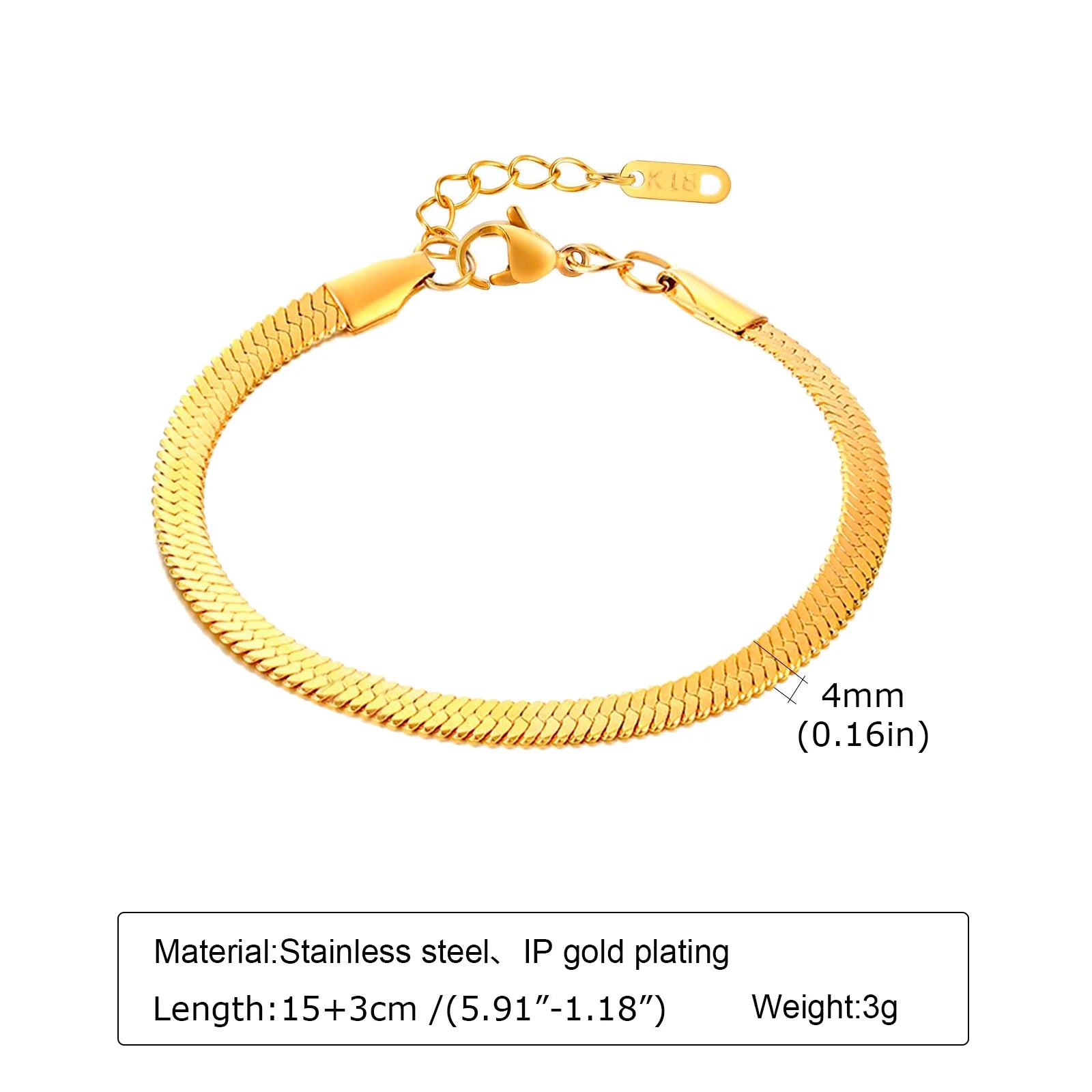 Bracelet Chaîne Acier Inoxydable Waterproof – Plaqué Or Femme