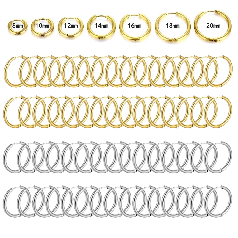 Lot de 10/20 Créoles Minimalistes en Acier Inoxydable 316L – Femme & Homme