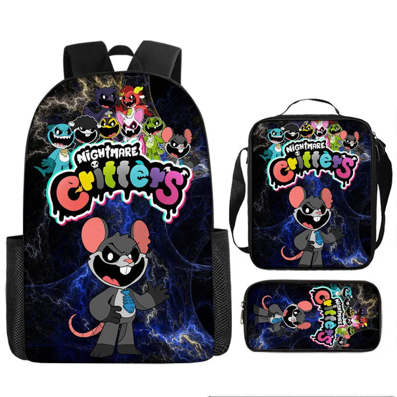 3-piece Set Nightmare Backpack Doey Doughman School Backpack For Students Horror Pianosaurus Bookbag Penbag Yarnaby Shoulderbag