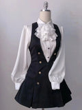 Tenue 3 Pièces Femme – Chemise À Manches Bouffantes + Gilet Slim + Mini Jupe | Style Harajuku Gothique Vintage