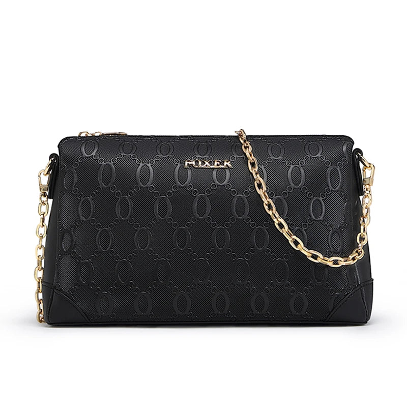 FOXER Signature Cowhide Leather Women's Shoulder Bag 2026 New Female Crossbody Bag Luxury Large Capacity Chain Handbag Purse