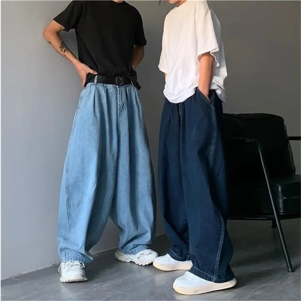 Jean Large Ample Unisexe Style Y2K Streetwear – Bleu Foncé & Bleu Clair | Toutes Saisons