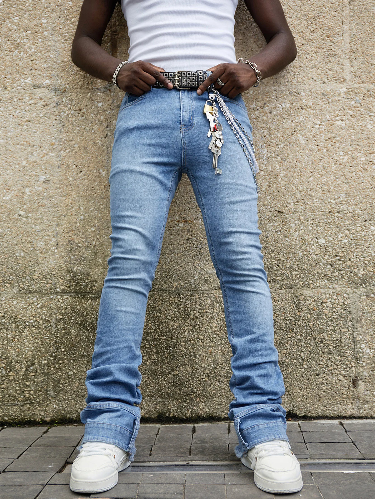 Jean Skinny Stack Homme Y2K Streetwear Américain Denim Élastique 3 Coloris | XS-XL