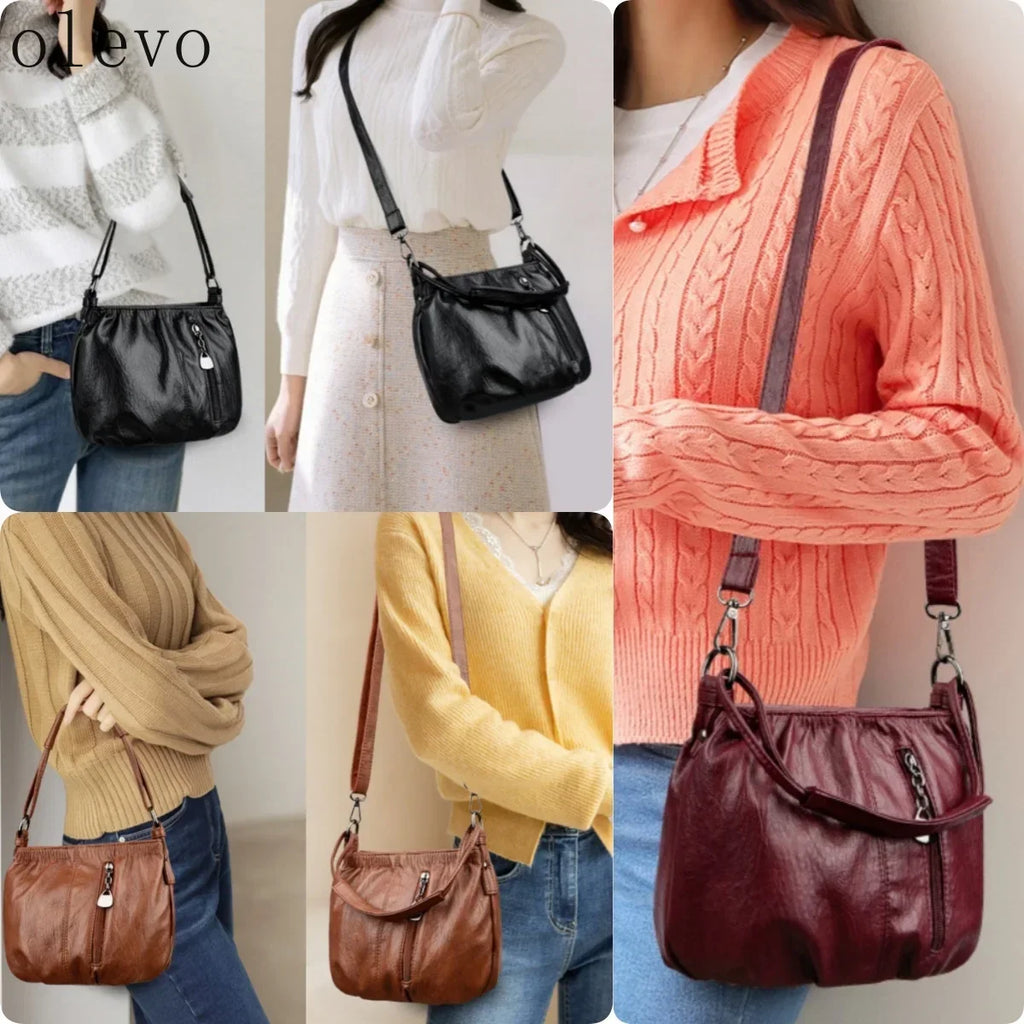 Sac Seau Bandoulière Style Rétro Grande Capacité – Cuir PU, 3 Coloris