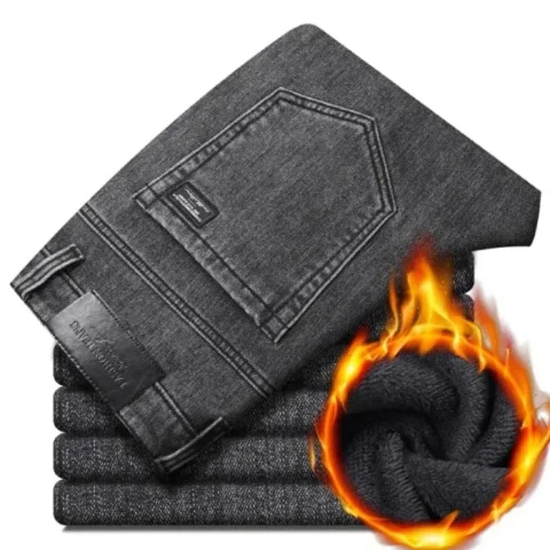 Jean Droit Homme Hiver Doublé Velours 3 Coloris Stretch Grande Taille 28-40