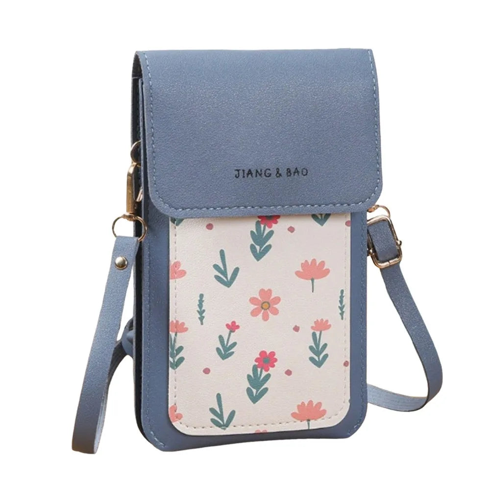PU Leather Touch Screen Phone Bag Zipper Flap Wallet Crossbody Bags Large Capacity Multifunctional Shoulder Bag For Women