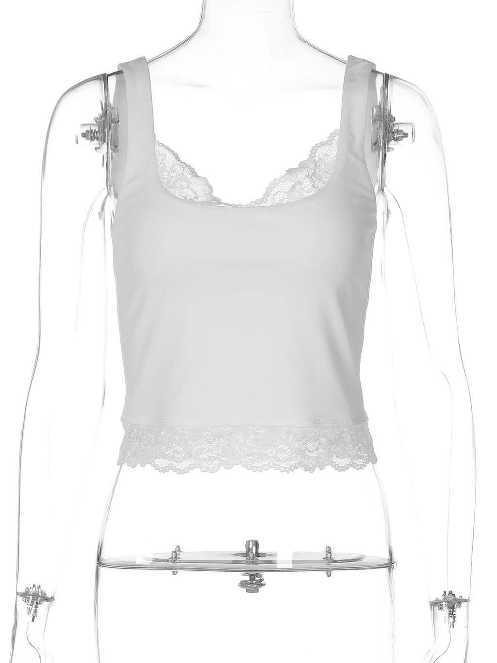 Top Tank Femme Dulzura – Col Carré, Dos Nu, Dentelle & Volants | Style Y2K Sexy