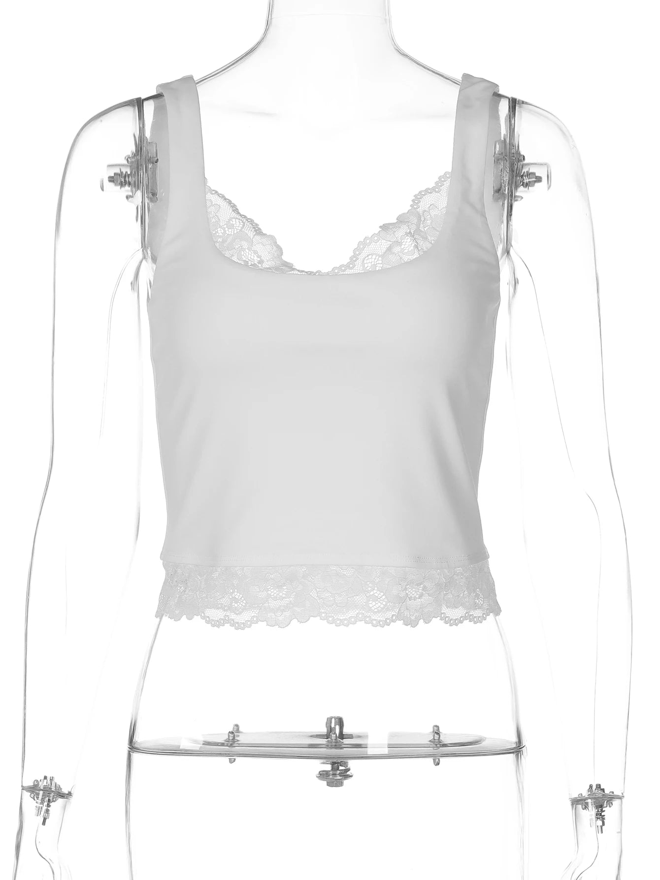 Top Tank Femme Dulzura – Col Carré, Dos Nu, Dentelle & Volants | Style Y2K Sexy