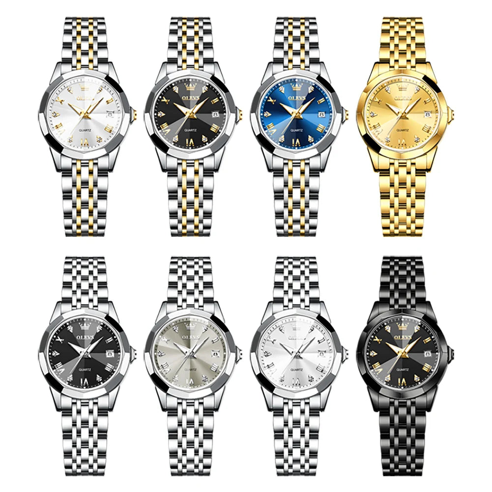 OLEVS 9931 Montre Femme Luxe – Quartz, Miroir Losange, Acier Inoxydable, Diamants, Étanche 3 Bar