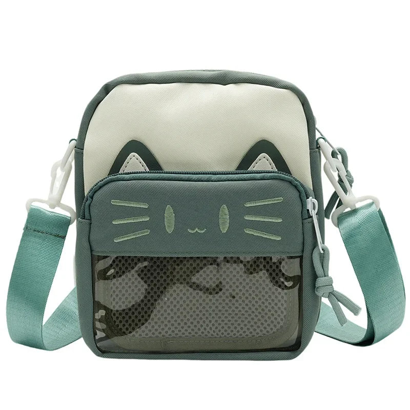 Harajuku Mini Women Ita Bags Women Casual Nylon Cartoon Cat Embroidered Bolso Mujer Daily Subculture DIY Badge Bag Female 2026