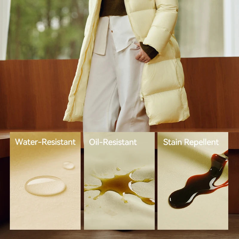 Doudoune Longue Femme Imperméable à Capuche – Duvet de Canard 90%, Coupe Ample, Hiver 2025