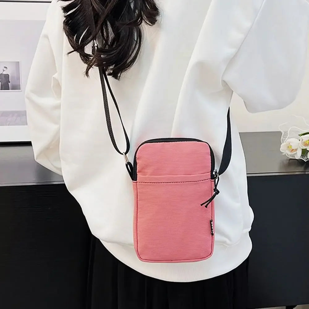 Simple Canvas Zipper Purse Crossbody Bag Handbag Shoulder Bag Phone Bag