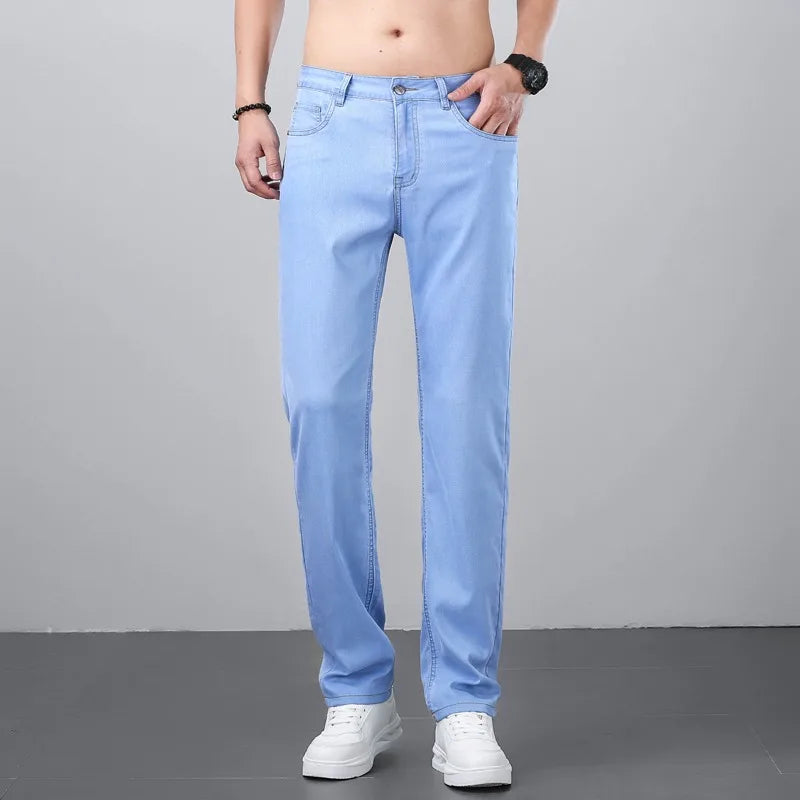 Jean Droit Business Casual Homme – Lyocell 70% Coupe Régulière Ice Silk